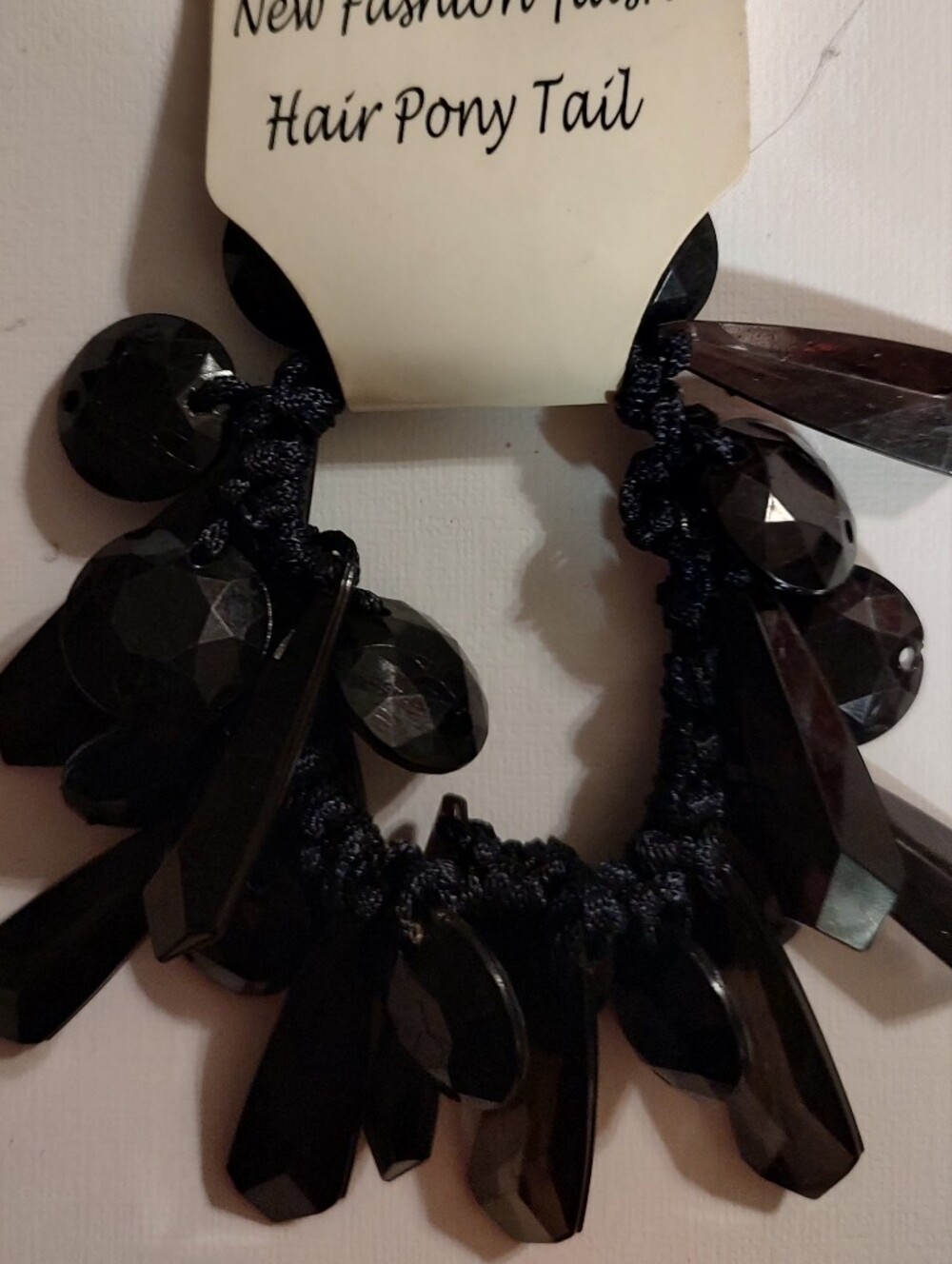 Black Beaded Hair Ponytail Holder